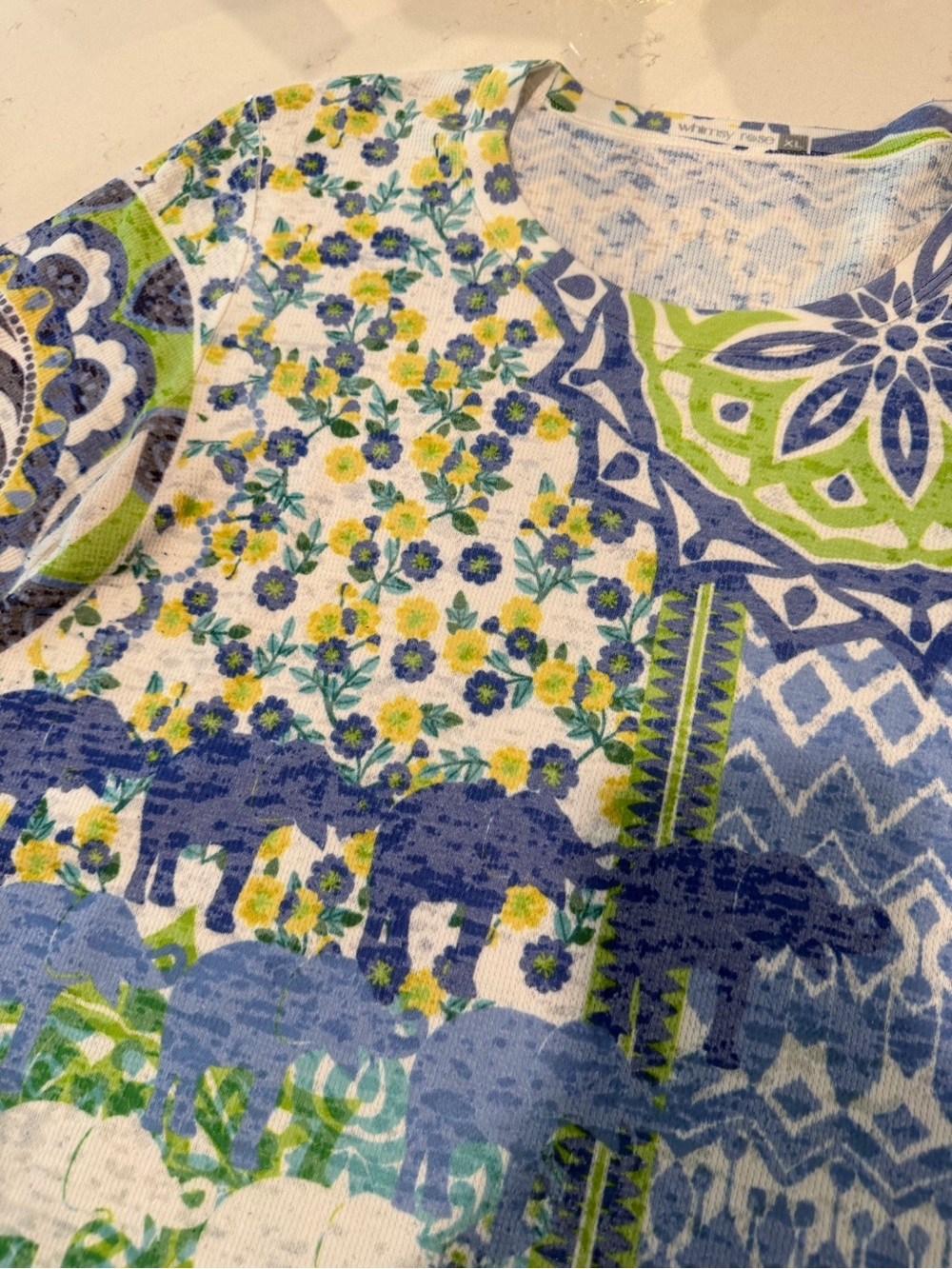 Sundance Patterned Long Sleeve Tee in Blue & Green - Picture 10 of 14